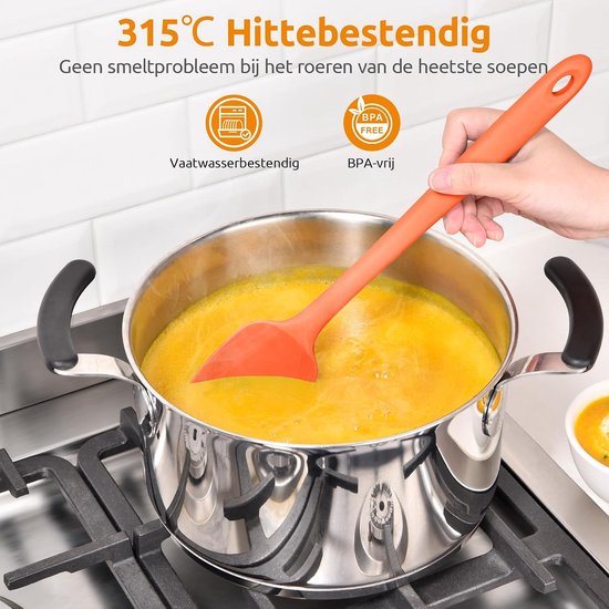 Silicone lepel Spatel 315 ℃ Hoge Hittebestendige (Oranje) — afbeelding 4