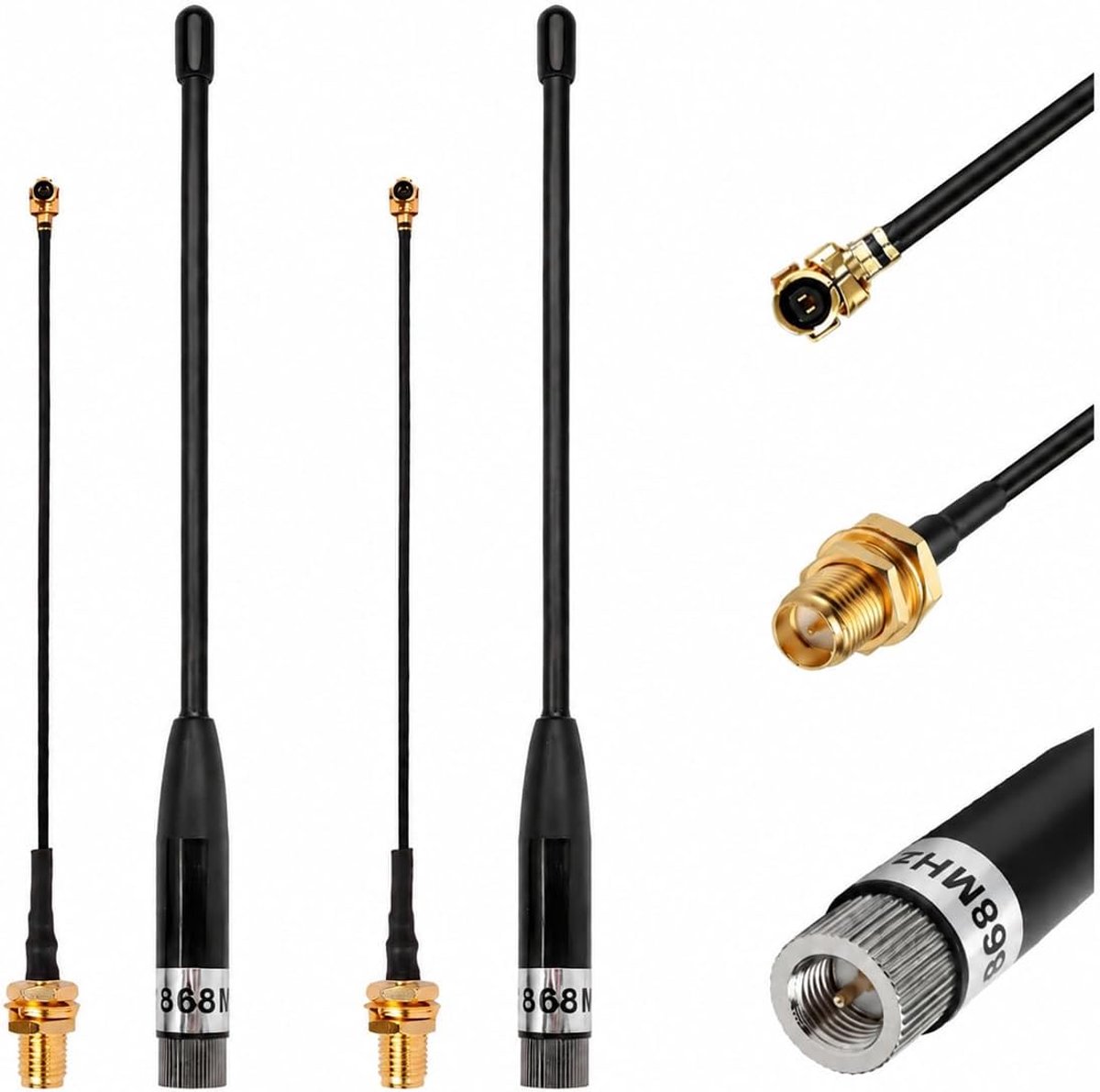 Antenne, 868 MHz, 10 dBi, VSWR 1,5, impedantie 50Ω, SMA-aansluiting, U.FL SMA-kabel, 12 cm, compatibel met ESP32 Lora 32 V3 LoRa32u4 II HTCC-AB02S Meshtastic IoT communicatie, lang bereik, 2