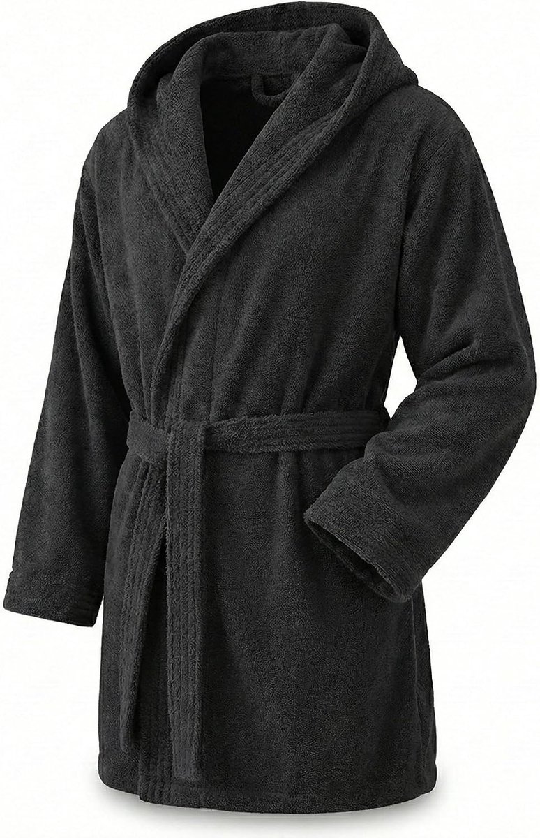 Towel Elegante badjas, uniseks, voor volwassenen, Zwart, L