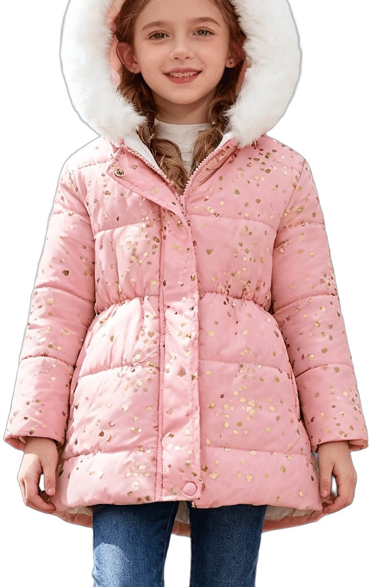 Currero Winterjas Parka Meisjes Lange Jas Meisje Wintermantel Overjas Gewatteerd Waterdicht Winter Stijlvol Mantel Kinderen 4-5 Jaar Stichting Liefde