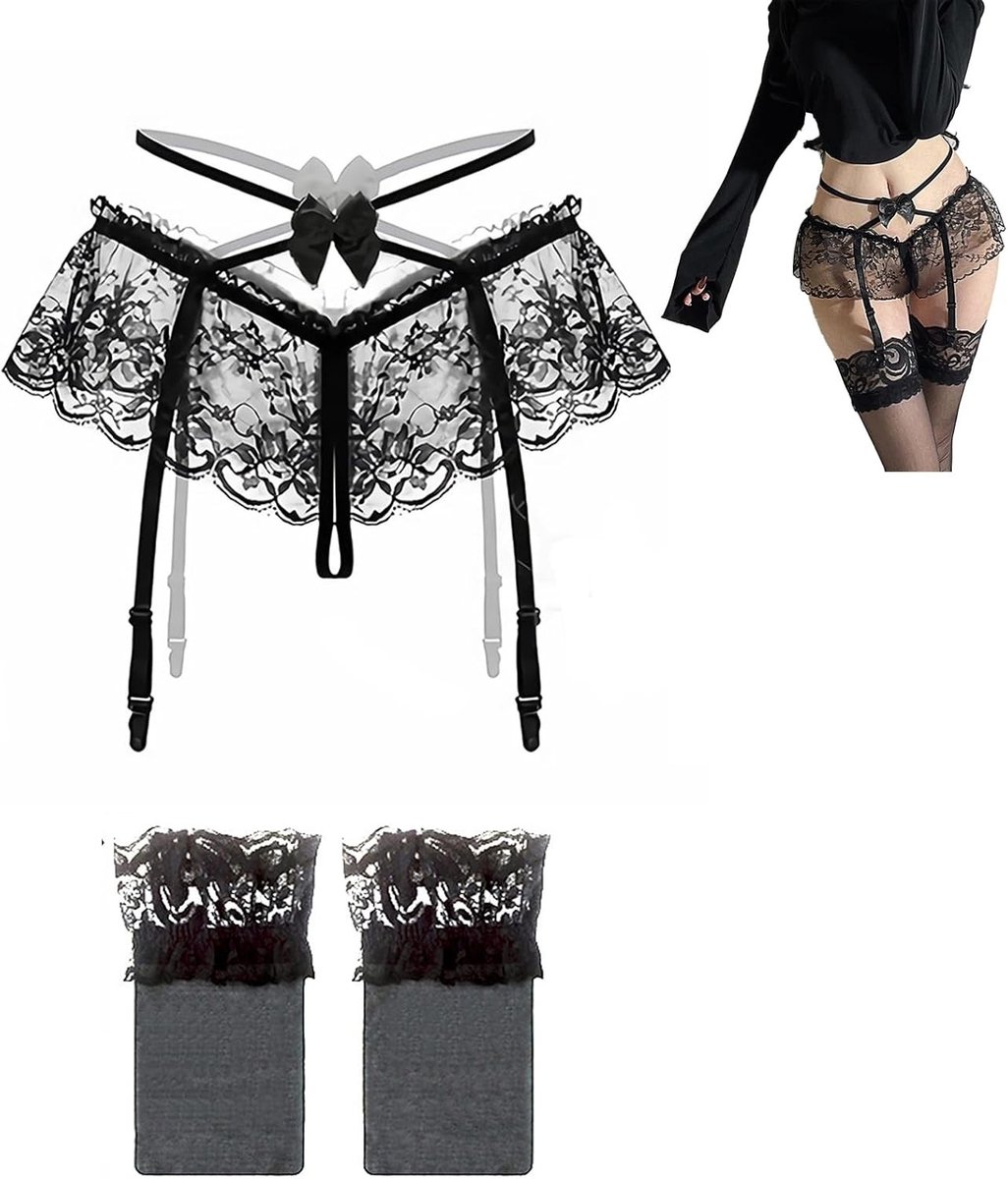 Lace Suspender Belt voor Dames met 4 Brede Bandjes - Sexy Lingerie Set voor Verleidelijk Ondergoed