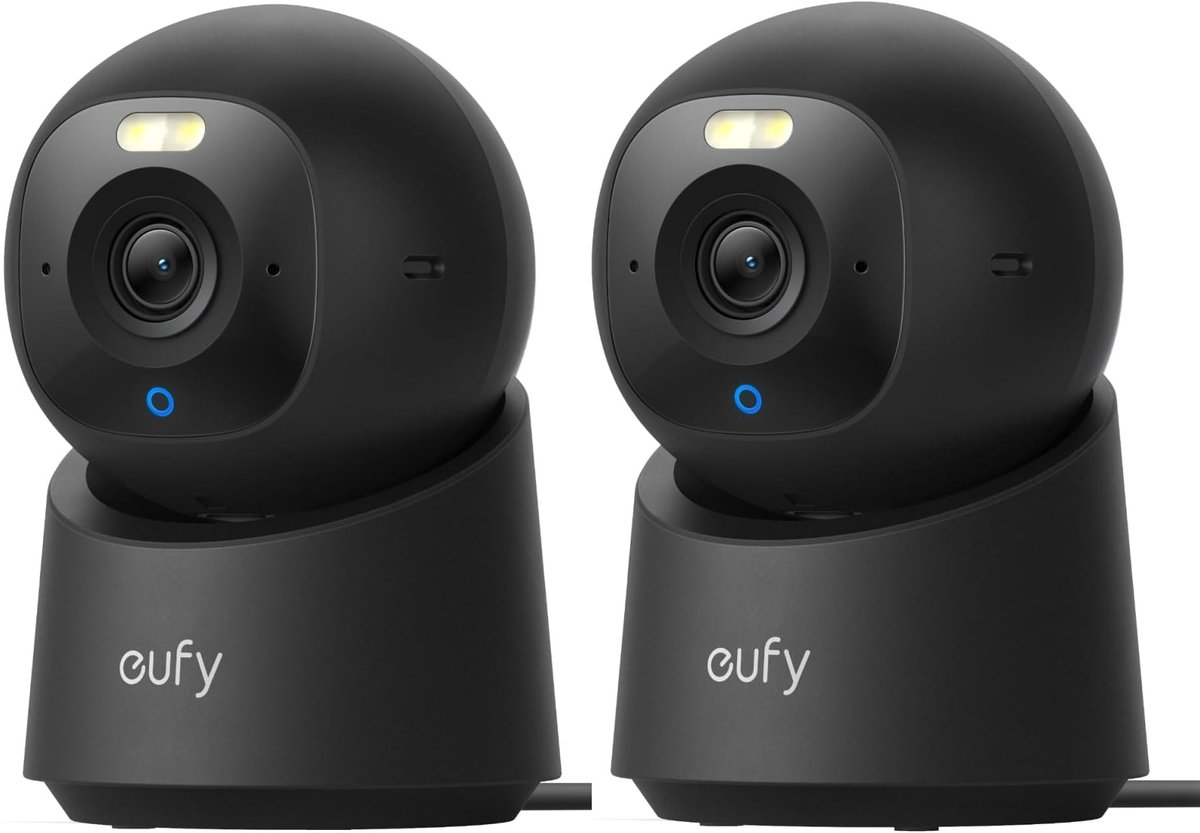 eufy Security Indoor camera E30 2 stuks zwart – Indoor Cam - 4K UHD – Pan & Tilt – AI Mens- en Huisdierdetectie – Kleurennachtzicht – Compatibel met Apple HomeKit – Tweewegcommunicatie – Lokale Opslag – Geen Abonnementskosten