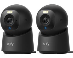 eufy Security Indoor camera E30 2 stuks zwart – Indoor Cam - 4K UHD – Pan & Tilt – AI Mens- en Huisdierdetectie – Kleurennachtzicht – Compatibel met Apple HomeKit – Tweewegcommunicatie – Lokale Opslag – Geen Abonnementskosten