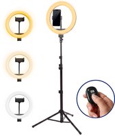 R2B Ringlamp met Statief - 10 Inch - 186 cm hoog - 30 lichtstanden - Ring Lamp - Ringlight - Ring Light - Ringlampen - Ringlamp Laptop - Model Groningen