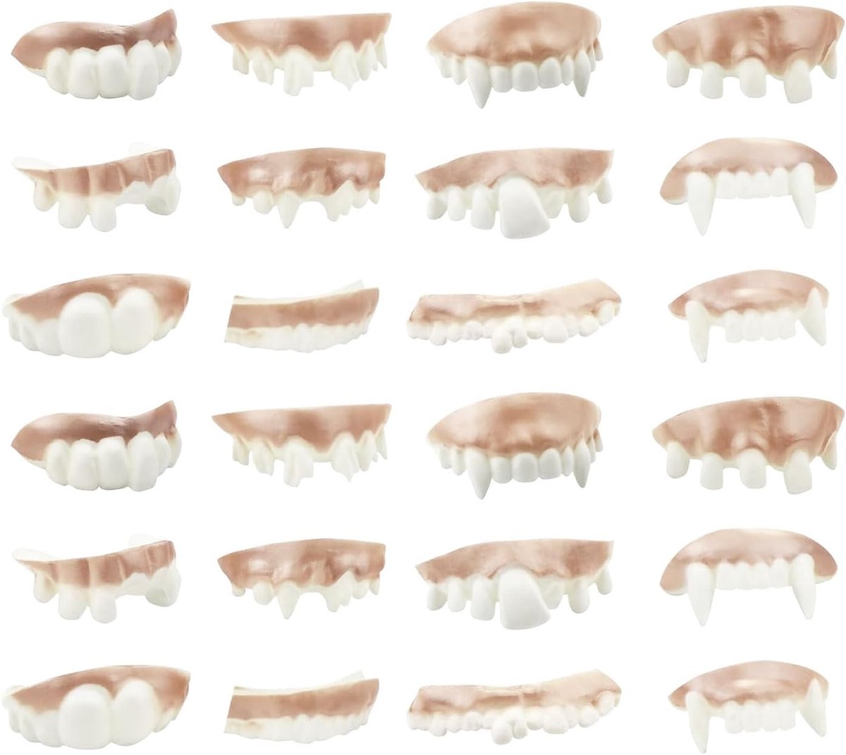 24 Stuks Grappige Neptanden voor Halloween, Demon Tanden en Vampiertanden voor Kostuumfeesten en Fotoprops, Perfect voor Kinderen en Volwassenen