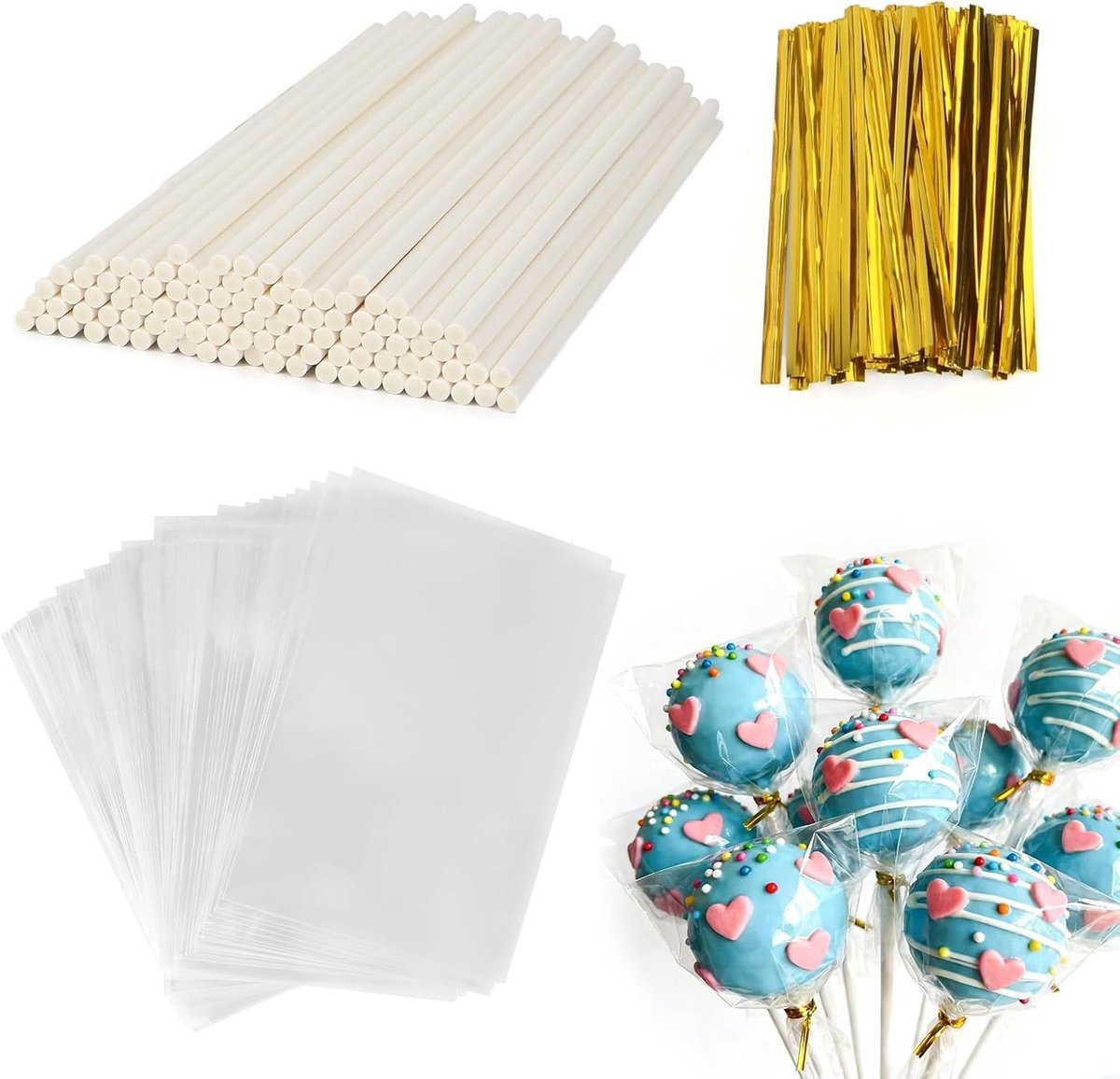300 stuks cakepop sticks van papier, perfecte steunen voor cake pops, traktaties en feestjes