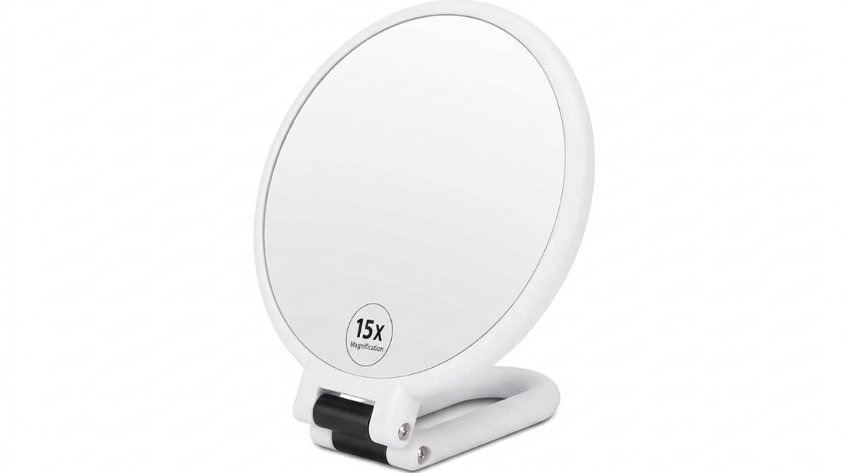 1X 15X Vergrotende Spiegel, Dubbelzijdig Make-up Spiegel Handheld, Opvouwbaar Reisspiegel voor Vrouwen en Mannen