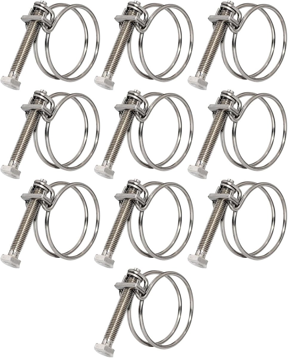 Dubbele Draad Klem Kettingen van RVS, Verstelbare Slang Kraag, Metaal Klem Ketting voor Diverse Toepassingen (28-32mm)