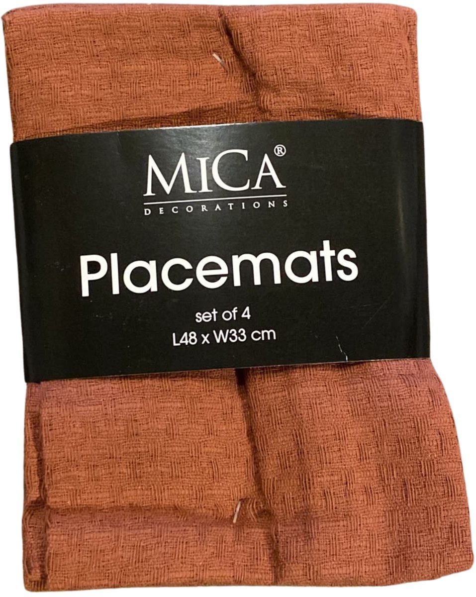 Mica Placemats Donkerbruin Set van 4 48x33 cm – Tafelmat – Decoratieve Placemat voor Eettafel