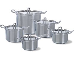 BK Q-linair Master Glas 5-delige pannenset- Veilig afgietsysteem - RVS - PFAS-vrij