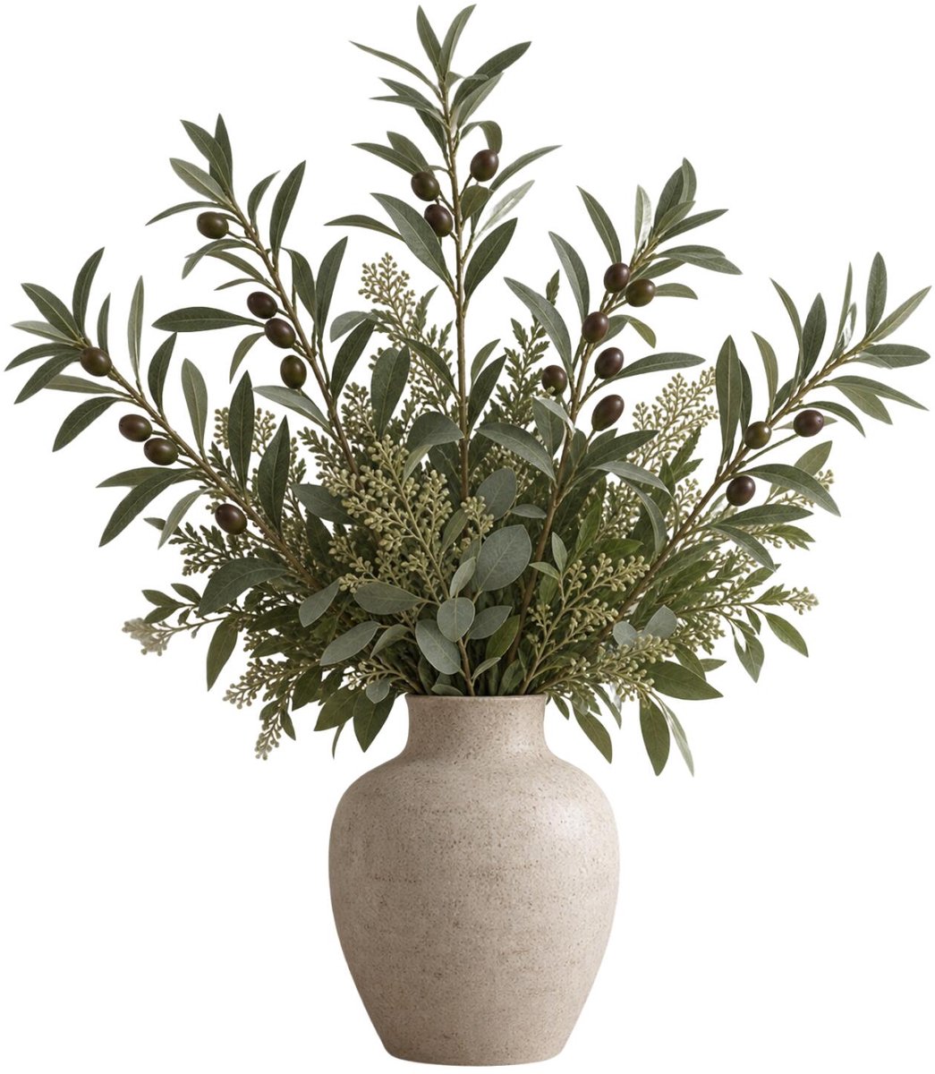 Bellatio Design Kunstplant Olijf takken - 5x - 75 cm - groen - olijfboom - siertakken stelen - decoratie