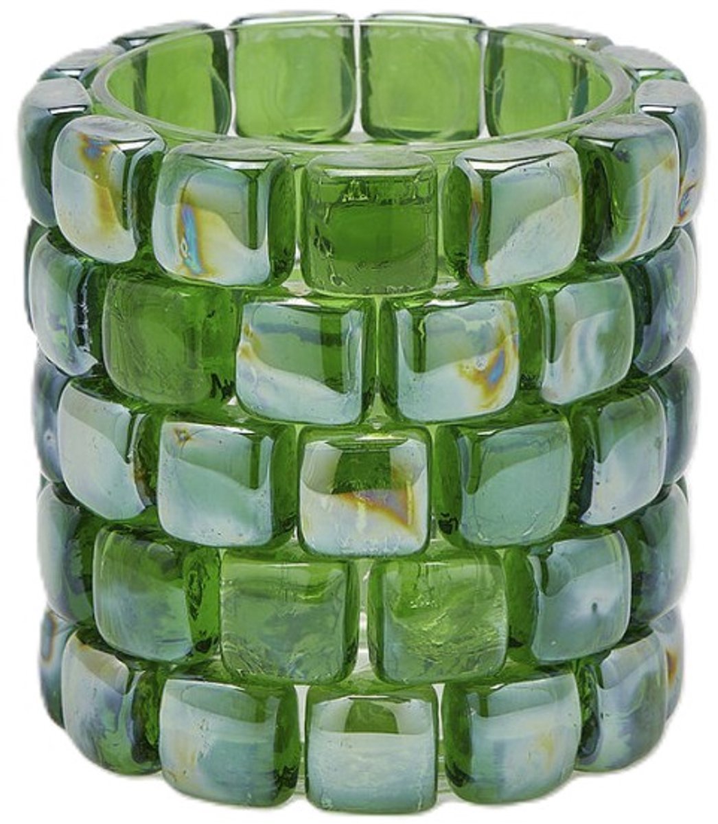 EDG - Waxinelichthouder - Glas - groen - D13 x H12,5 cm - Opening 8 cm