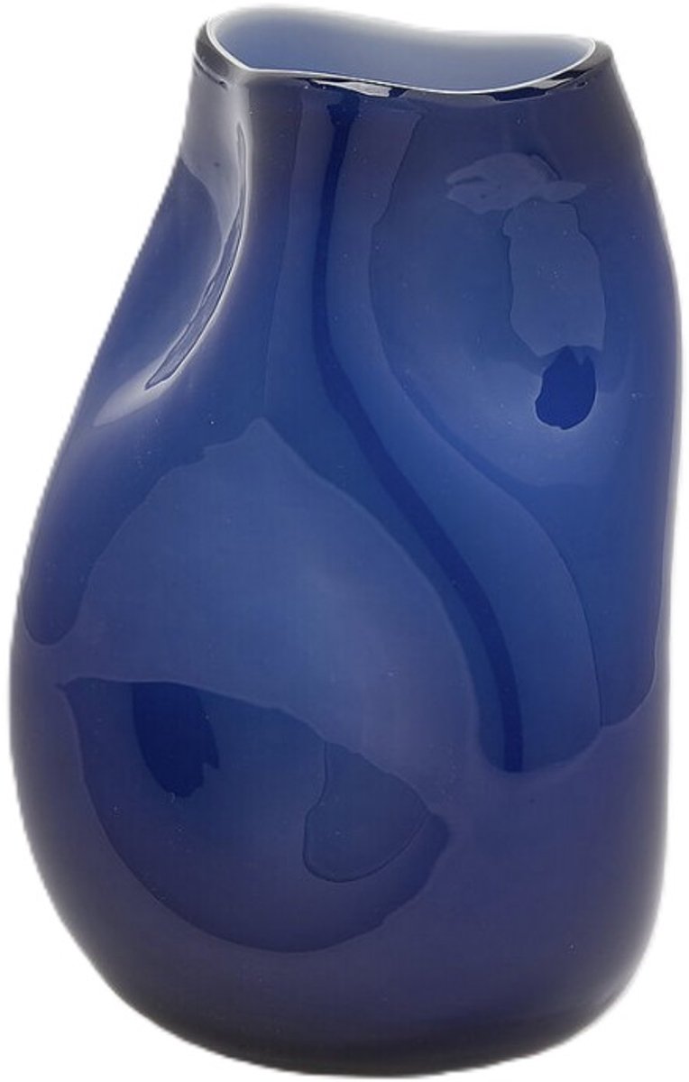 EDG - Vaas- Glas - blauw - D15 x H23 cm - Opening 6,5 cm