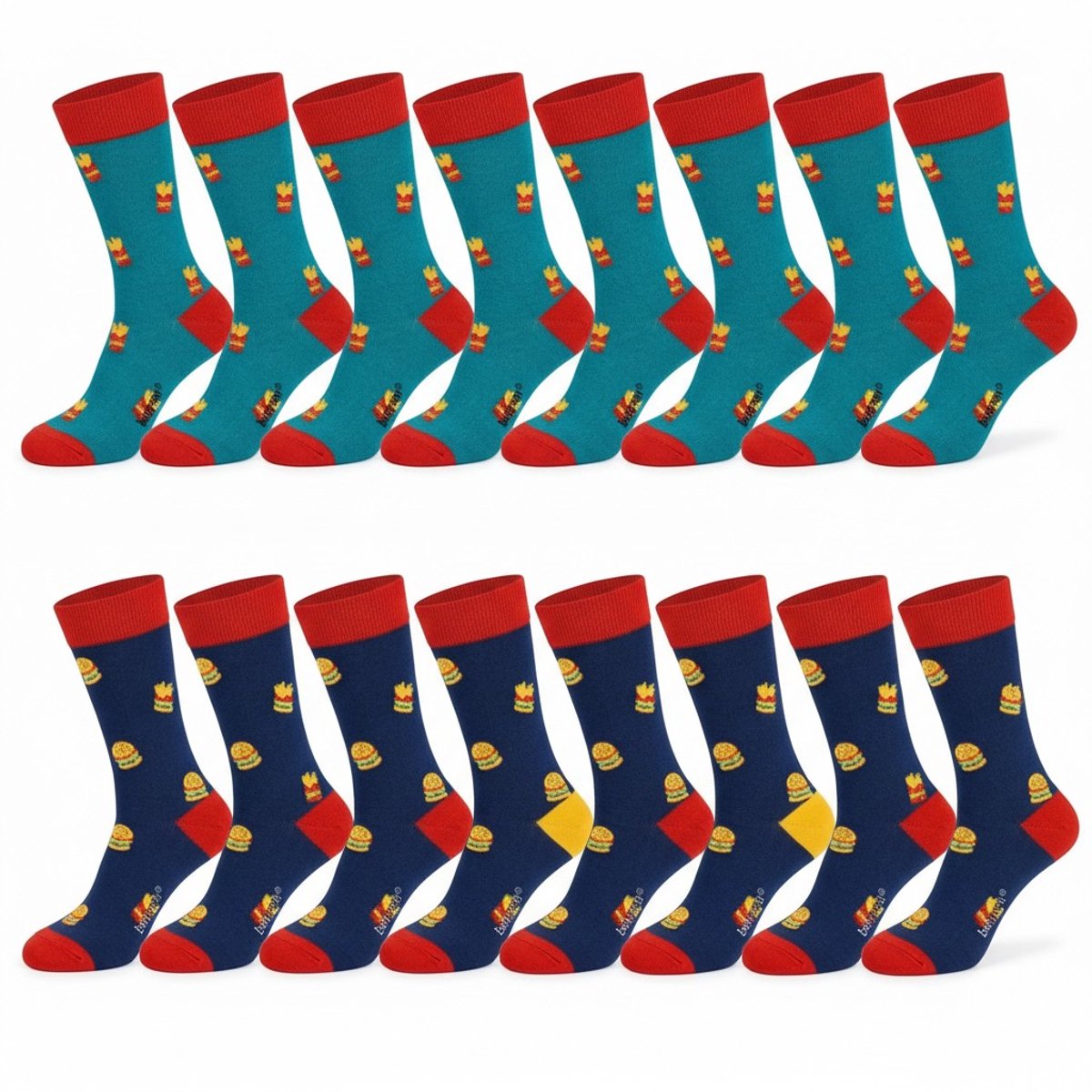 12 Paar Funny Sokken - Benyson - Organisch Katoen - Naadloos - Unisex - Thema Snacks