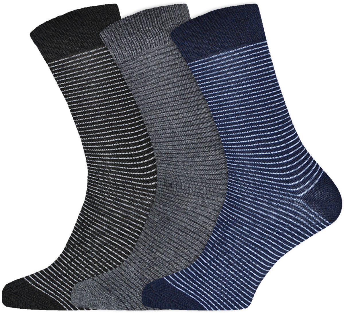 Gestreepte Herensokken | Katoen | Merk: Gianvaglia | Kleur: Blauw | Maat: 39-42/ 43-46 | 3 Paar