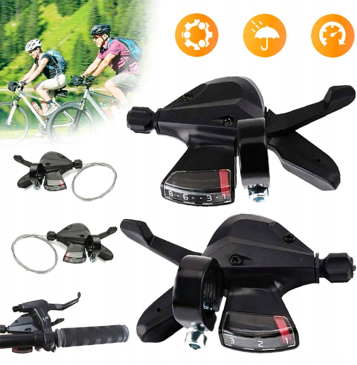 Universele Fiets Schakelset – 2 x 8-Speed/24-Speed Met Split Finger-Hendels – Soepel Schakelen En Transparant Versnellingsvenster – Eenvoudige Installatie – 22,2 mm Klem