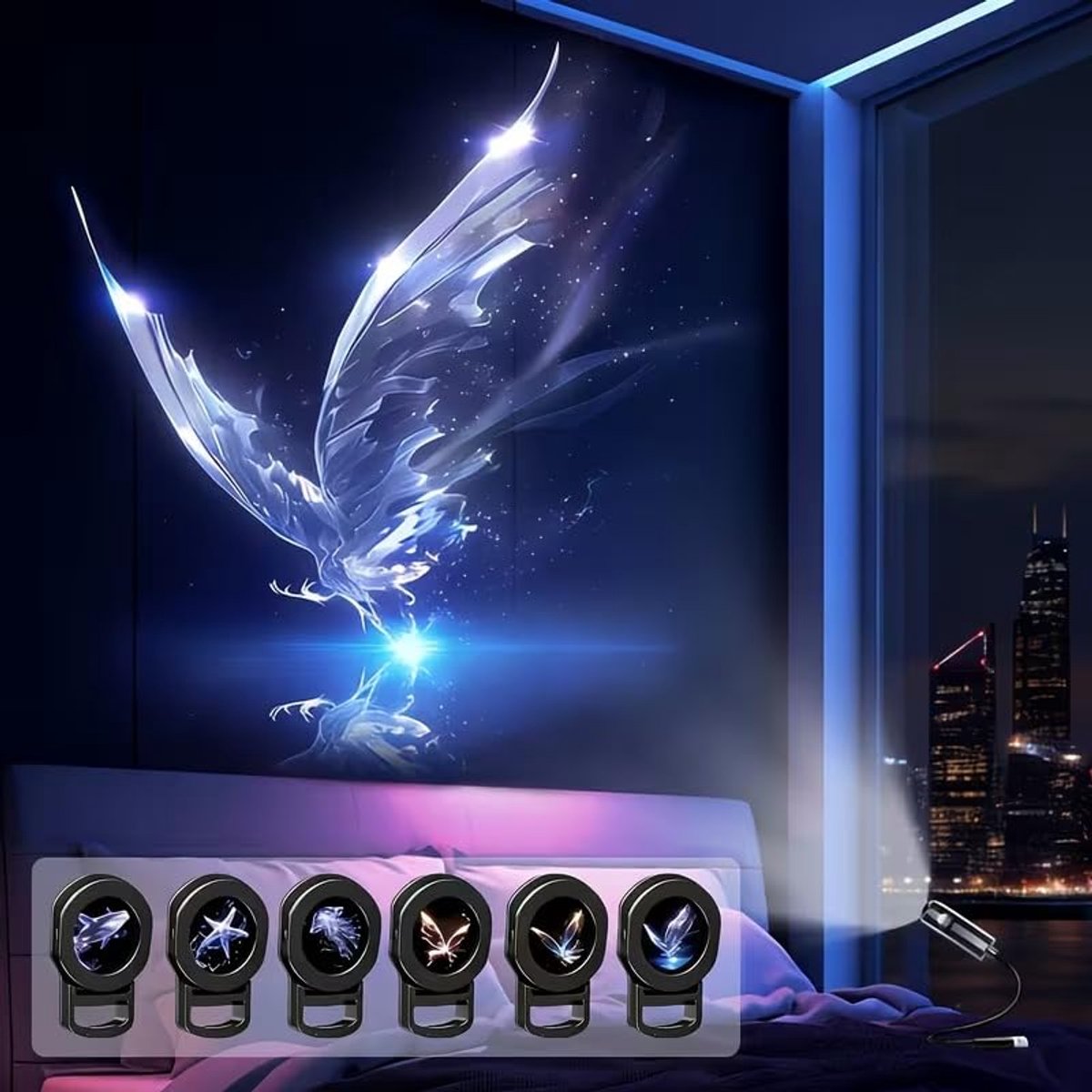 Sterrenprojector - 2-in-1 Projector - Planet Projector - Met 6 Films - Sterren Nachtlamp - Projectorlamp - Nachtlampje - Galaxy Projector - Sterrenhemel Projector - Sterrenlamp - HD - Plug-and-play - USB - Cadeau - Voor Auto en Kinderkamer - Oceaan
