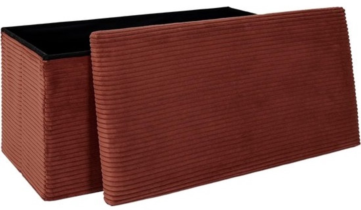 Opvouwbare Opbergbank met Zitting en Ribbelstructuur, 76x38x38 cm, Terracotta