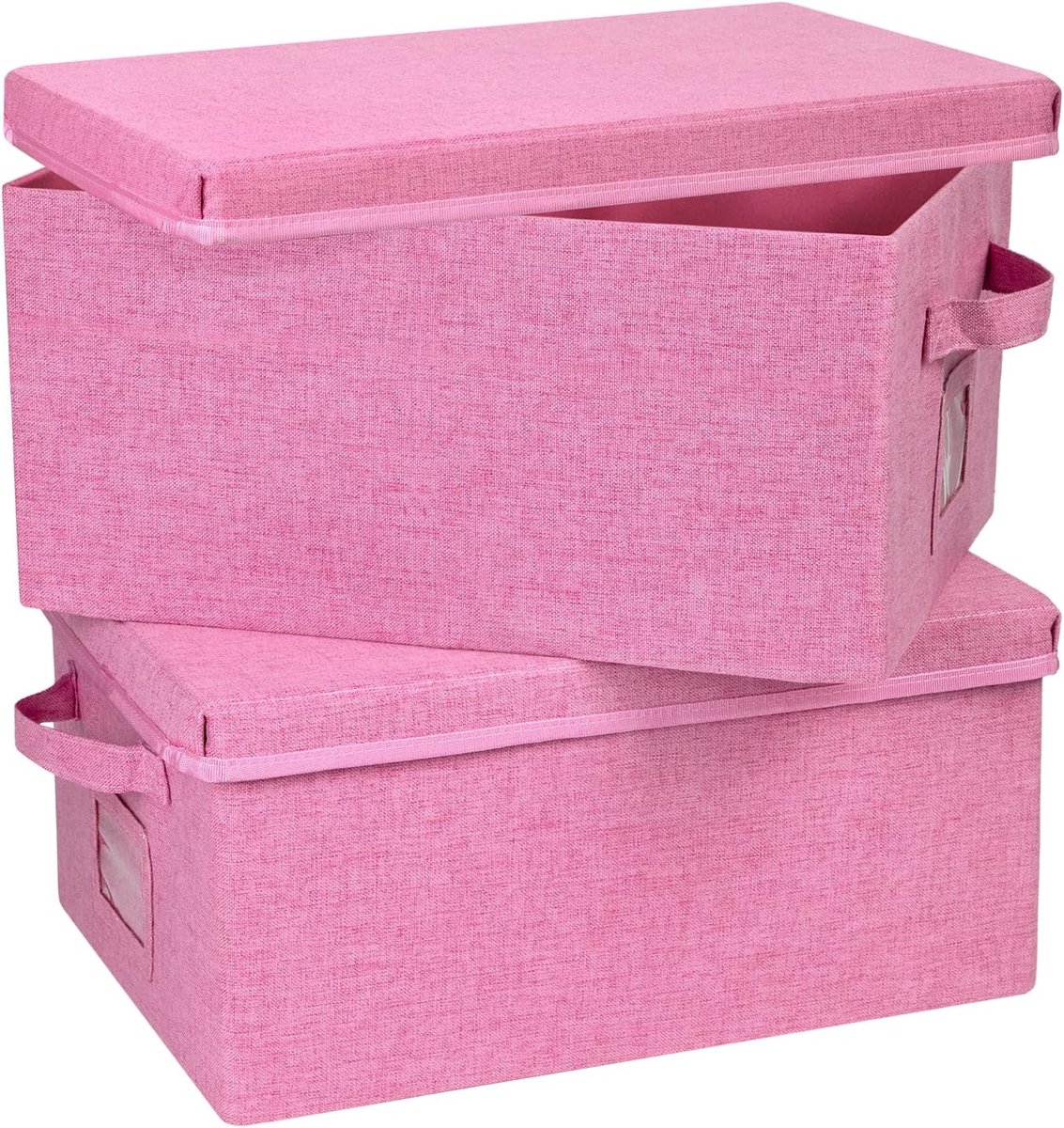 22.8qt Opbergdozen met deksels voor kast, roze opvouwbare aandenken, opbergbakken, stapelbaar, plat deksel, kartonnen opbergdoos voor kleding, Barbie schoenen, 2 stuks