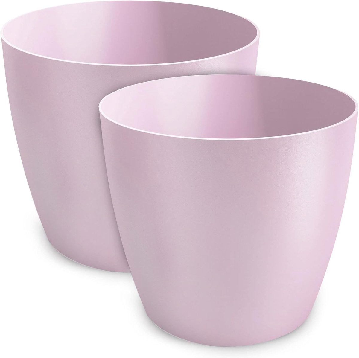 bloempot, kunststof plantenbak, decoratieve pot voor grote en kleine planten, set van 2, roze, diameter 9,5 cm