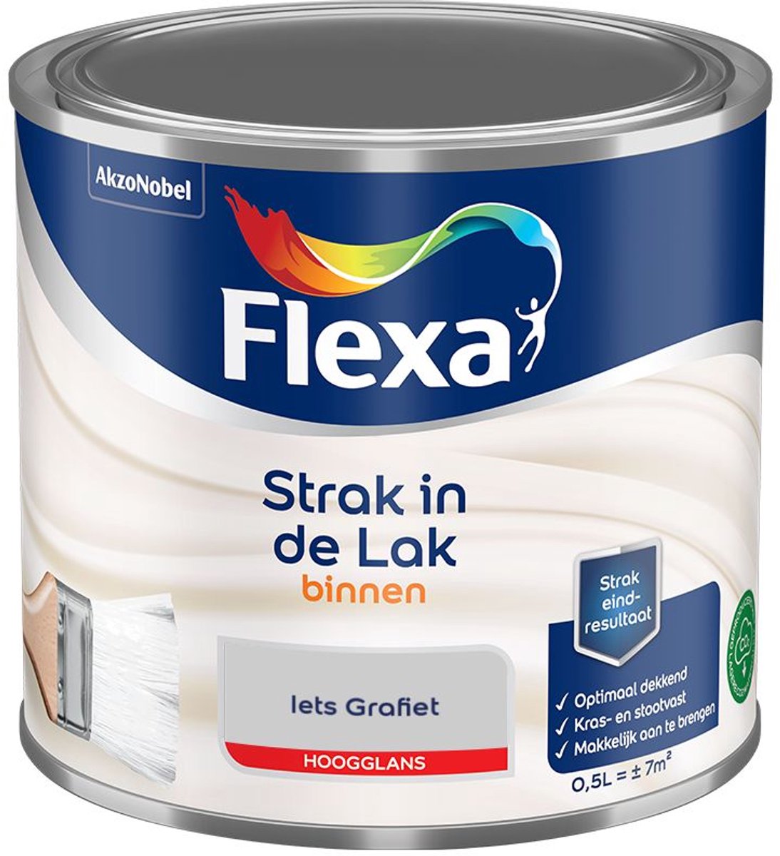 Flexa - Strak In De Lak Binnenlak Hoogglans - Iets Grafiet - Mengverf - 500 Ml