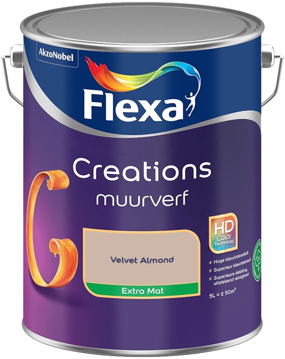 Flexa - Creations Muurverf Extra Mat - Velvet Almond - 5 L - Kleur Van Het Jaar 2027