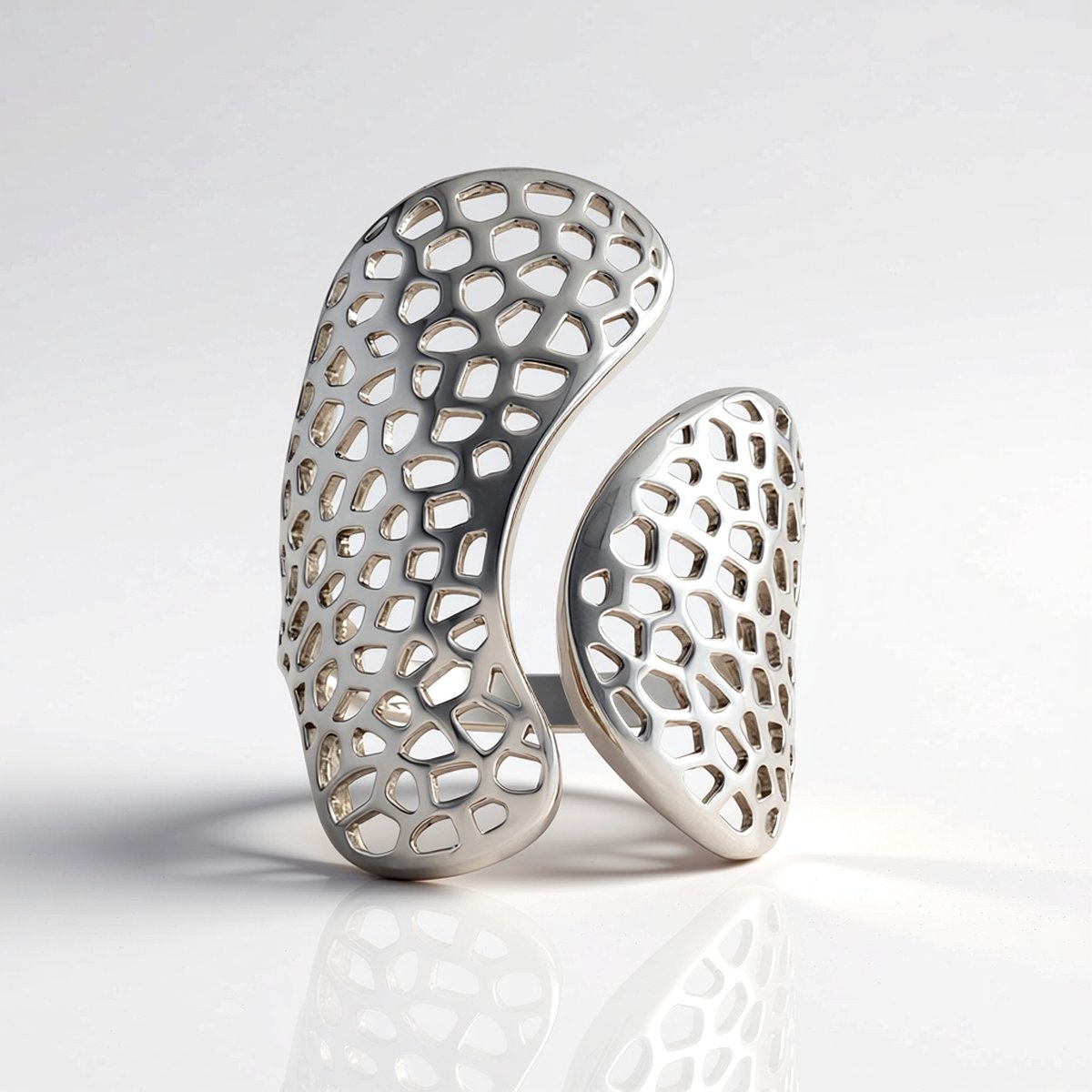 Cavill - Verstelbare Zilveren Ring - 925 Sterling Zilver - Rhodiumlaag - Open Netachtig Design - Elegante Damesring - Lichtgewicht & Stijlvol
