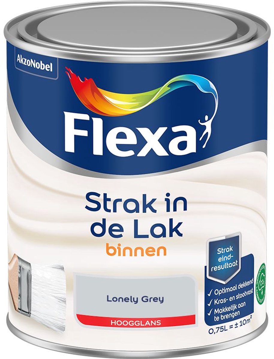 Flexa - Strak In De Lak Binnenlak Hoogglans - Lonely Grey - 750 Ml - Kleur Van Het Jaar 2027