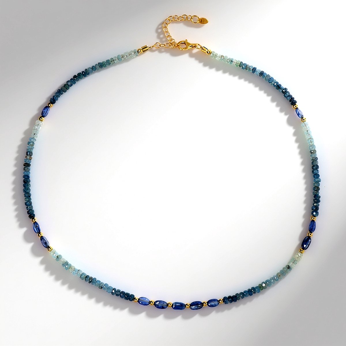 Cavill - 925 Sterling Zilver Halsketting - Verstelbaar 45-50 cm - Santa Maria Aquamarijn 27,973 Ct - Kyaniet 16,074 Ct - Luxe Blauwe Edelstenen