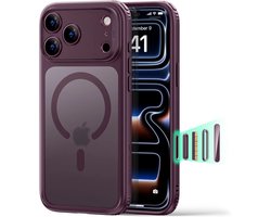 ESR Classic Hybrid HaloLock Hoesje Geschikt voor Apple iPhone 18 Pro / 17 Pro | Compatibel met MagSafe / Qi2 en HaloLock | Back Cover met Magneet | Cameraregelaar Control Knop | Burgundy