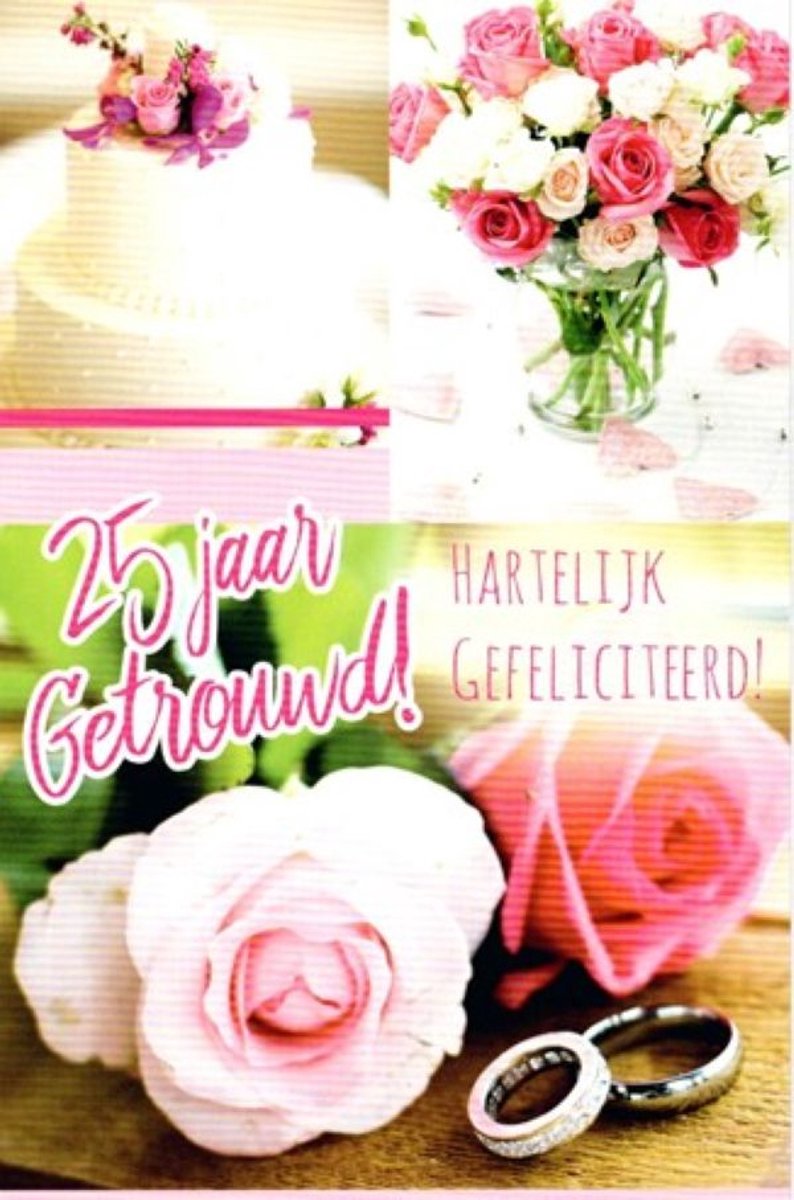 Huwelijkskaart | Wenskaart | 10 stuks | 25 jaar getrouwd, van harte gefeliciteerd
