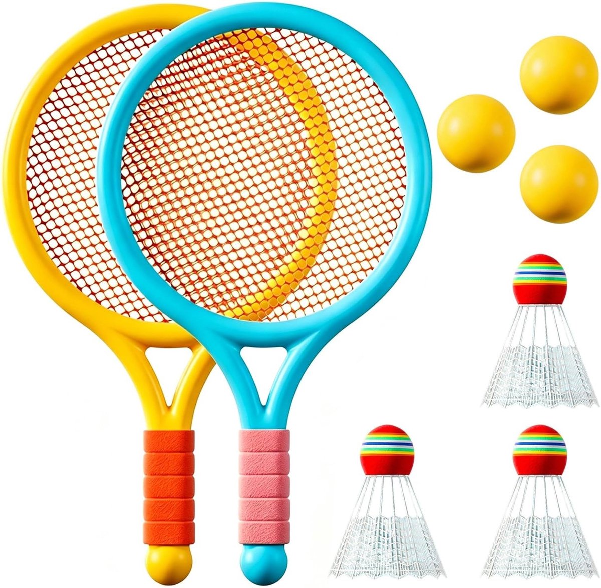 Complete Kinder Badmintonset voor Kinderen - Inclusief Pennen, Rackets en Net - Ideaal voor Buitenactiviteiten en Sportplezier