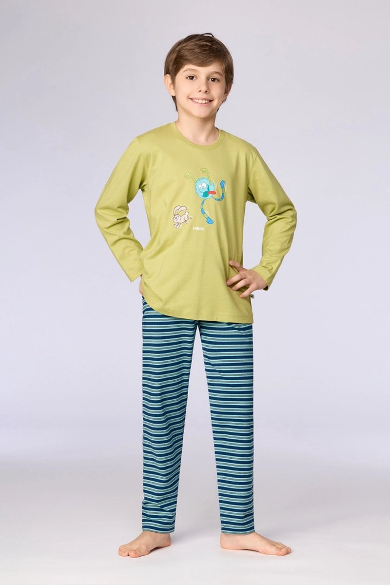 Woody pyjama jongens/heren - groen - aliens - 262-10-PLS-S/715 - maat 116