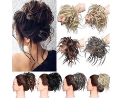 Golvende Haar Bun Donut Kruller Synthetisch Haarstuk voor Snelle Updo Donkerbruin