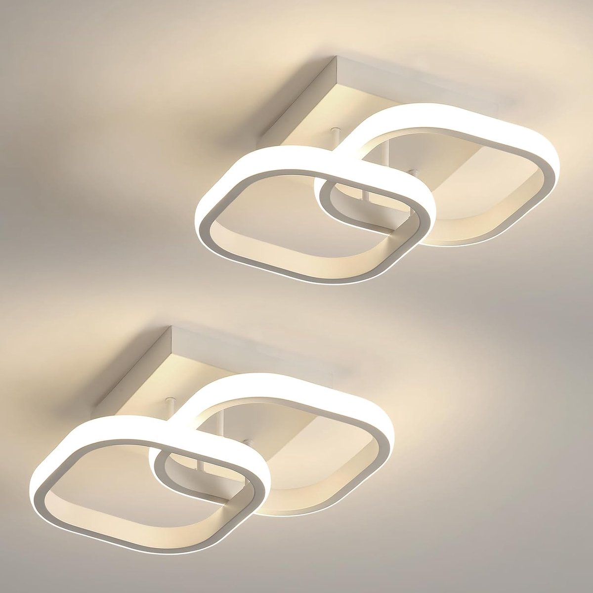 Moderne LED Plafondlamp, 2 Stuks 22W 2475LM Aluminium Plafondlamp voor Slaapkamer, Natuurlijk Licht 4500K voor Woonkamer, Gang, Keuken