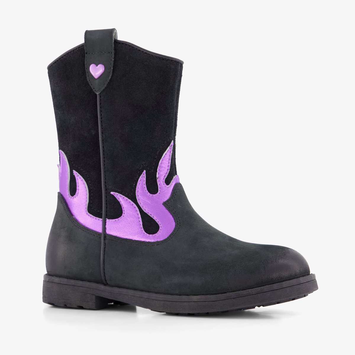Stap leren meisjes cowboylaarzen zwart roze - Maat 29