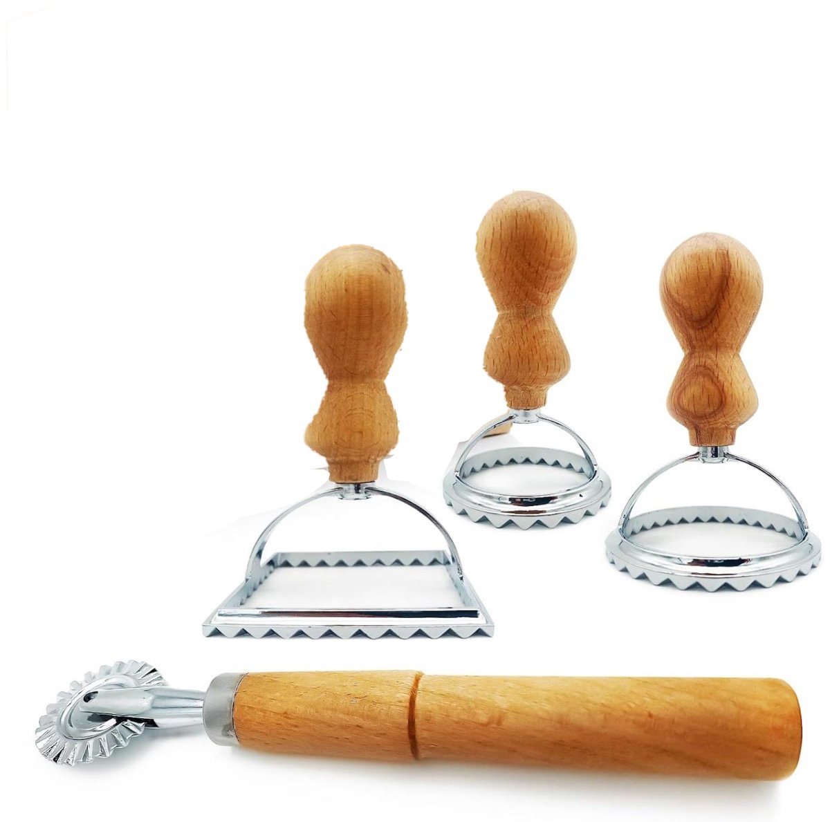 SSTRWGOOD 4 Stuks Bakvormen - Ravioli Uitsteekvormen met Getande Rand - Gladde Kant, Stevige Zink Legering Vormen 13x4cm - Geschikt voor Pasta en Deegproducten - Complete Set voor Keukengebruik