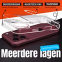 Transparante telefoonhoes met magneetring, harde achterplaat en zachte rand.