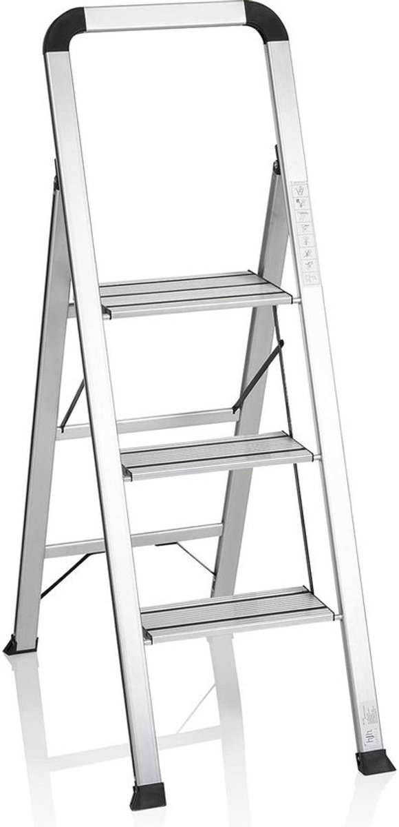 Elysium - Huishoudtrap 3 Treden - Keukentrap 3 Treden - Trapladder Met 3 Treden - Aluminium