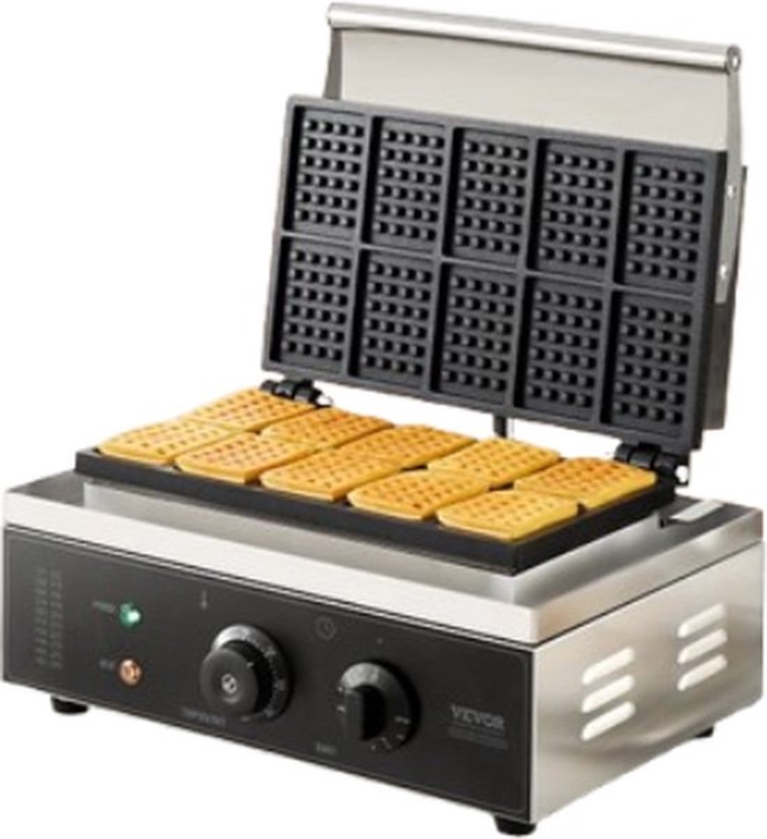 Ariqo Commerciële Wafelijzer - Wafelijzers - Wafelmaker - Wafel Ijzer - 10 Wafels - Non-stick - 1550W - Temperatuur Controle