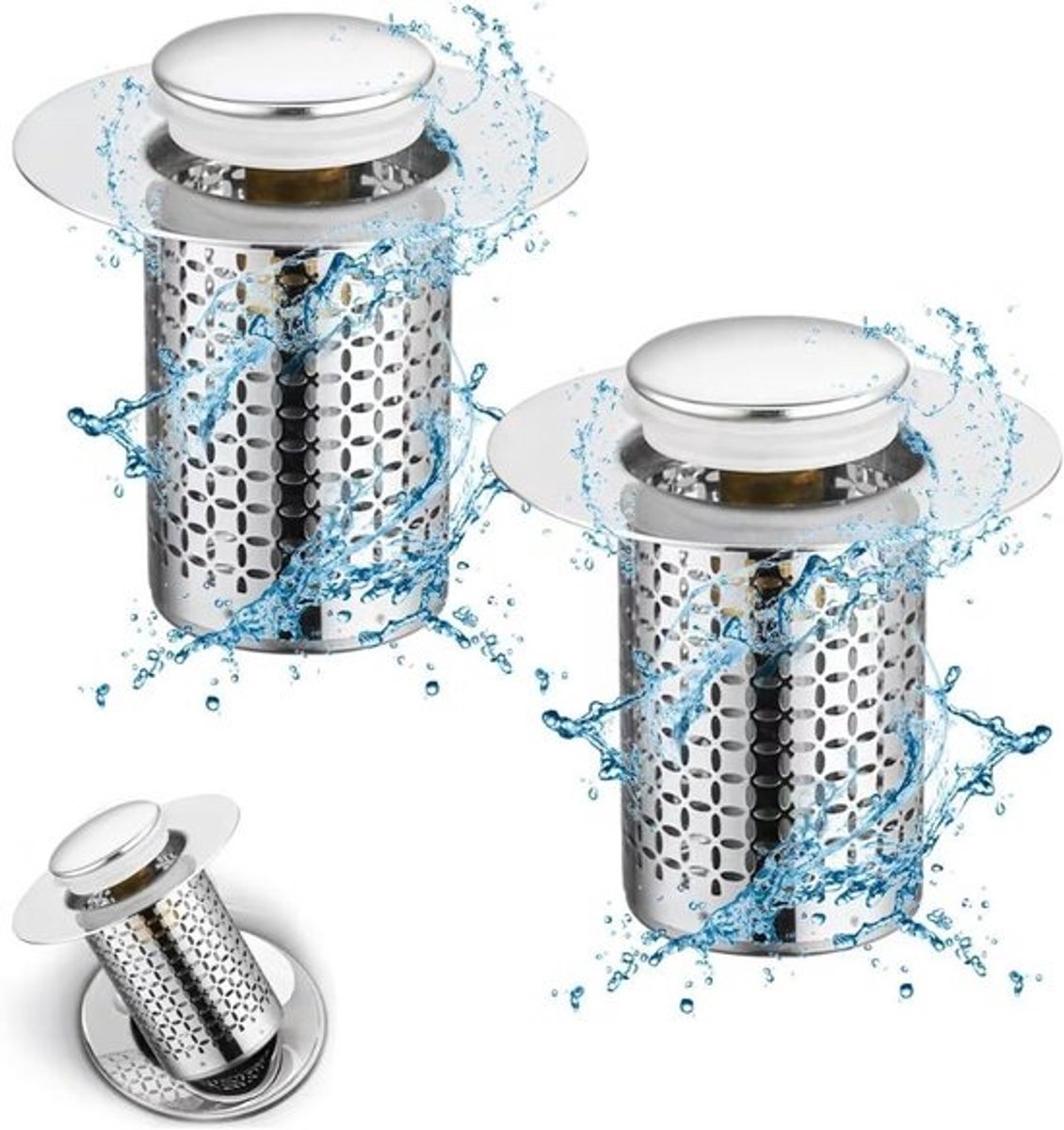 Pop Up Drain Strainer - Afvoerstop Douche - Keuken Badkamer - Anti-verstoppingsfilter - Standaard Maat - Zilverkleurig
