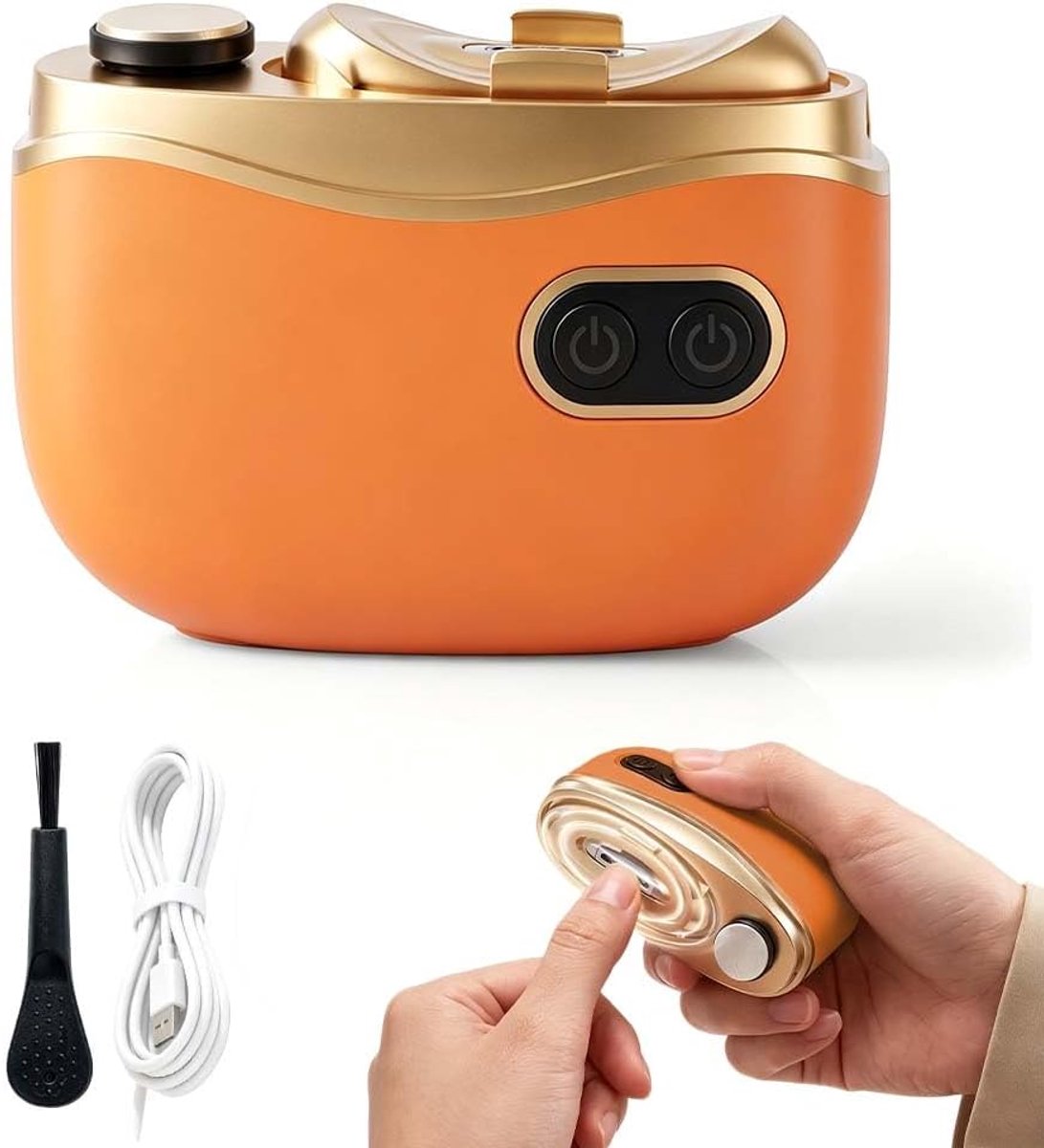 2-in-1 elektrische nagelknipper, oplaadbare automatische nageltrimmer, oranje Automatische nageltrimmer met 2 snelheden, ledverlichting en opvangbakje; elektrische automatische nagelknipper en -trimmer voor vinger- en teennagels