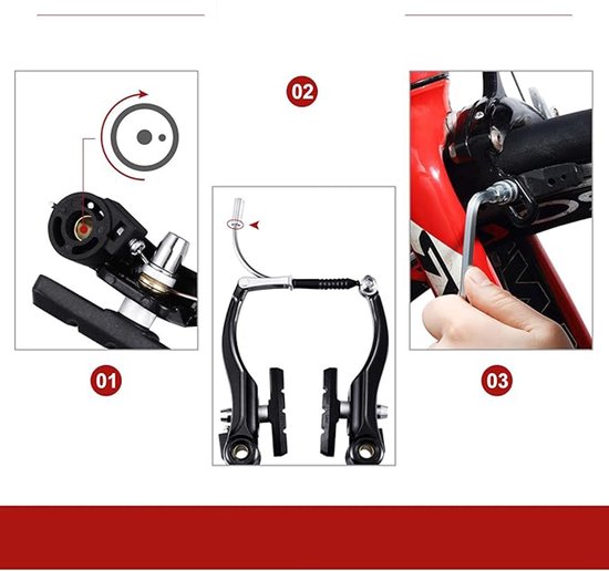 Aluminium V-Remset Voor Fietsen – HR En VR Complete Set Met Remblokken – Stil En Krachtig Remmen – Universele Pasvorm – Voor Mountainbikes En Racefietsen