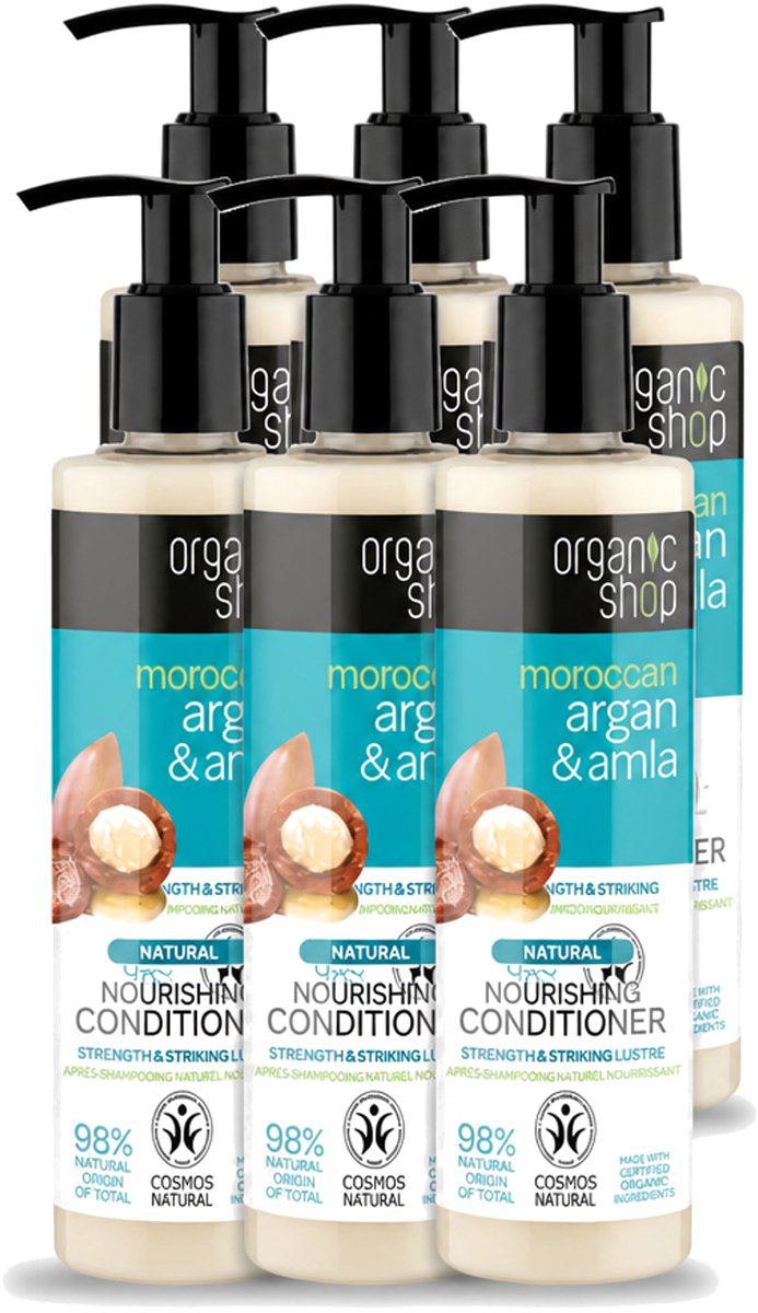 6 x Organic Shop - Conditioner Argan & Amla - Hydraterend en Verzorgend - 280 ml - Voordeelverpakking - 6 stuks