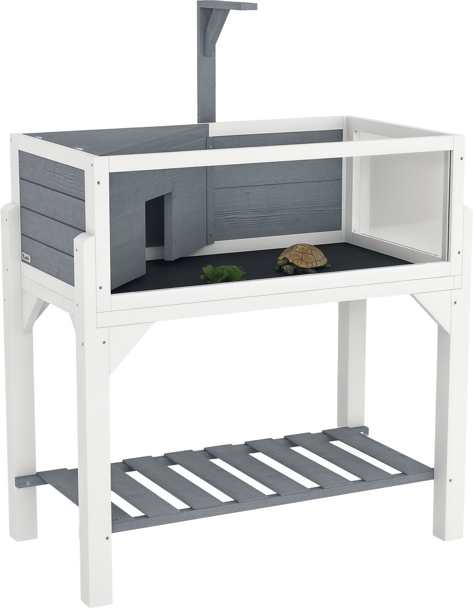 Schildpaddenverblijf Schildpaddenhuis Terrarium Gemaakt van Hout 84,5x47,5x90cm - Grijs
