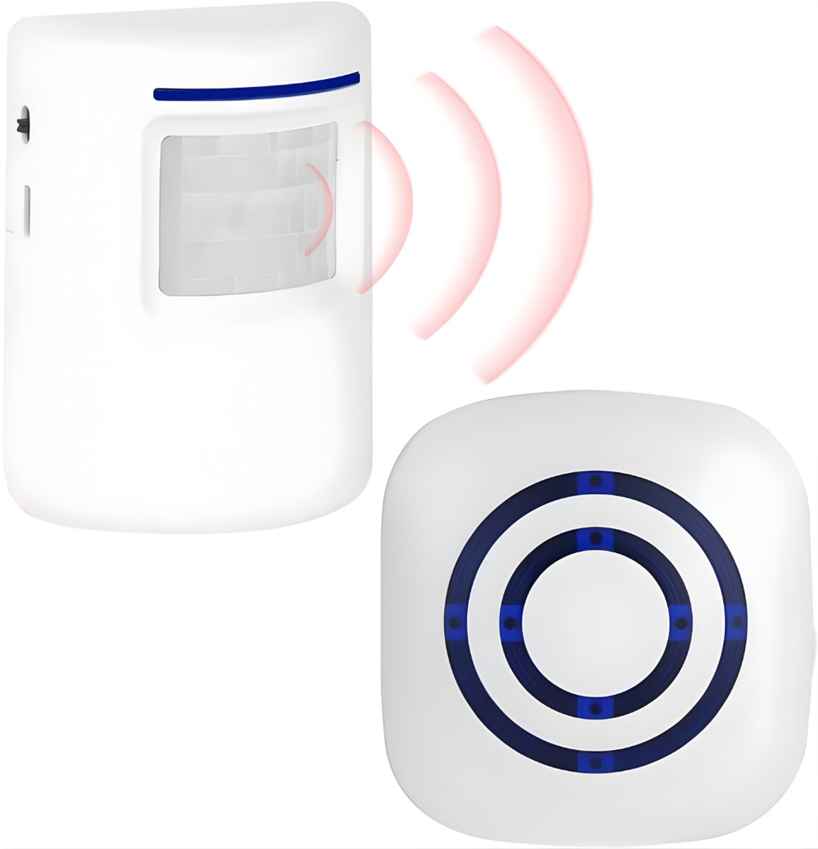 KIRA® Opritverklikker - Opritverklikker Draadloos - Opritverklikker Voor Buiten - Doorgangsmelder - Wit - 7cm x 8cm x 8cm