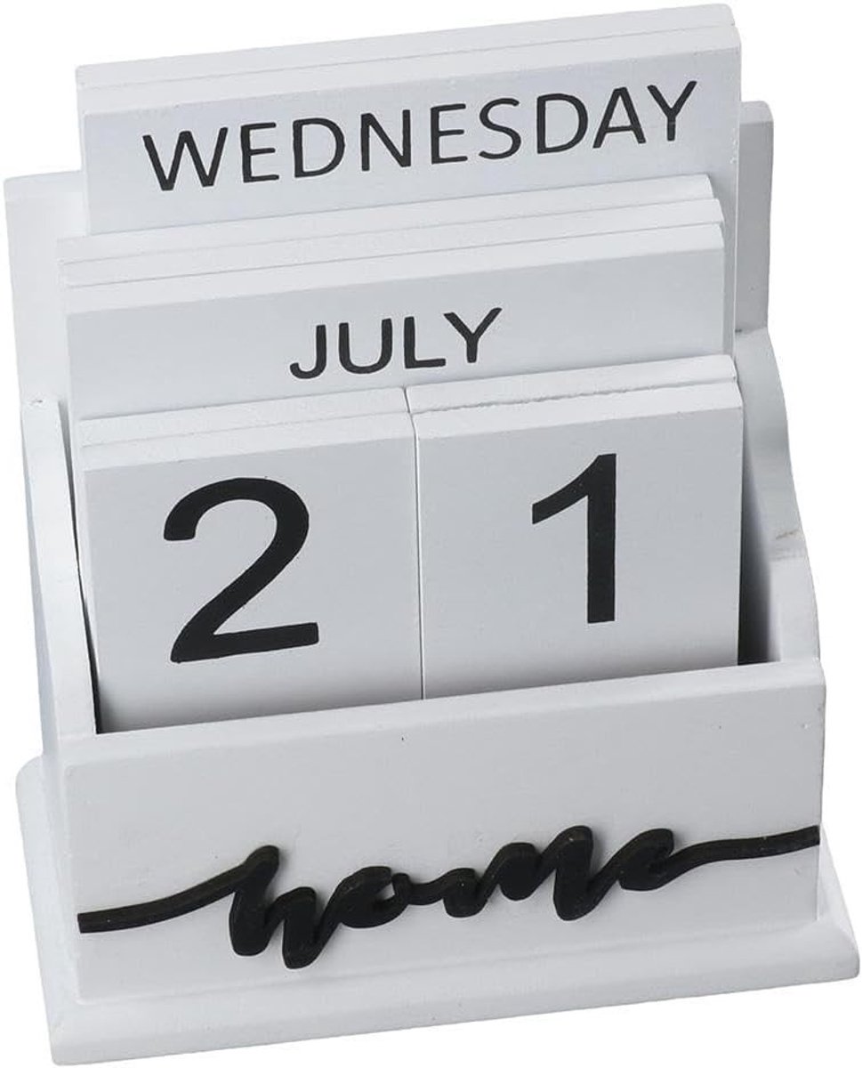 Houten Blokken Kalender, Altijd Geldige Bureau Kalender, Vintage Maand- en Weekaccessoires voor Thuis en Kantoor