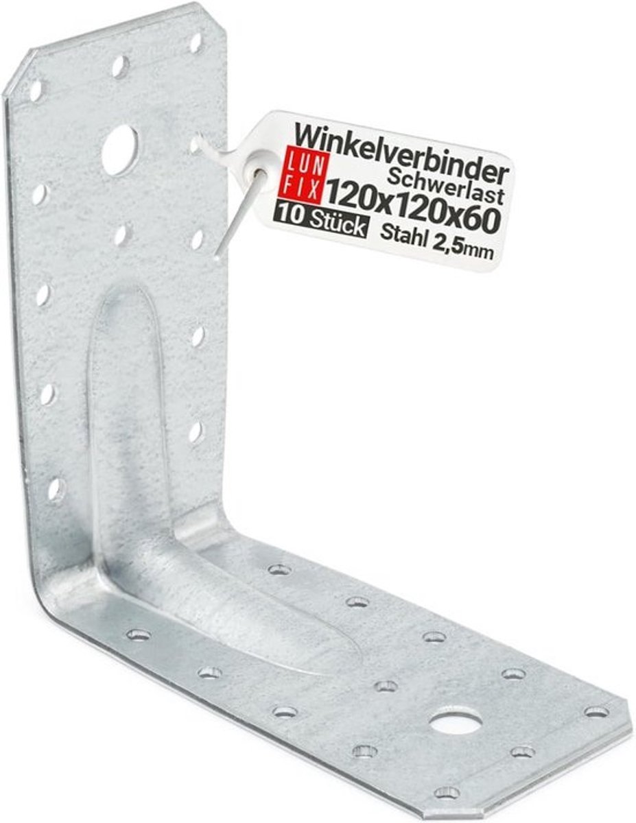 Heavy Duty Hoekverbindingen 120x120x60mm - Verzinkt Staal voor Duurzame Constructies