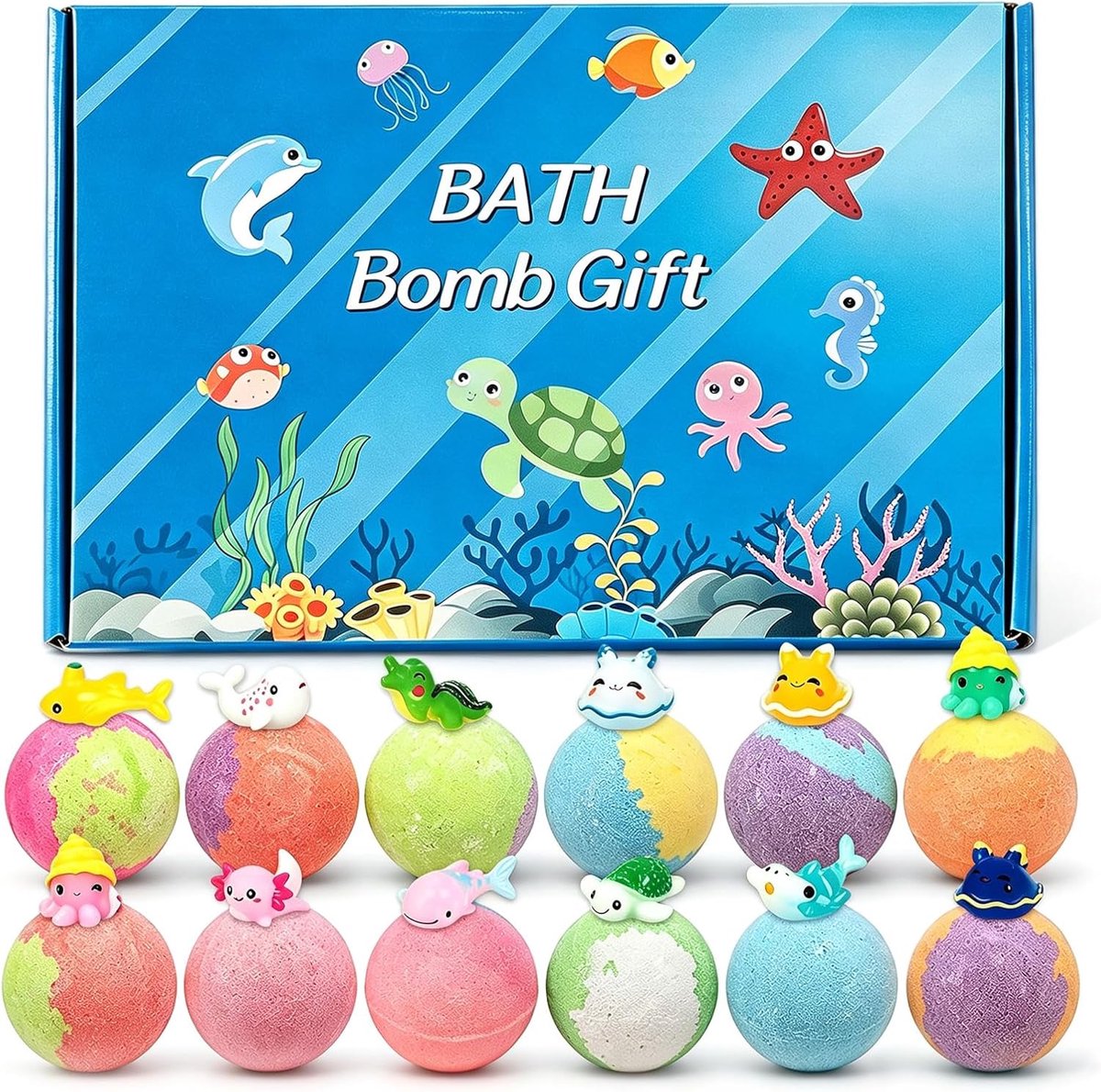 Badbommen voor kinderen, 12 stuks, cadeau voor kinderen | Bath Bomb Cadeauset voor kinderen met verrassing voor kinderen, perfecte verjaardag, kinderdag voor jongens en meisjes