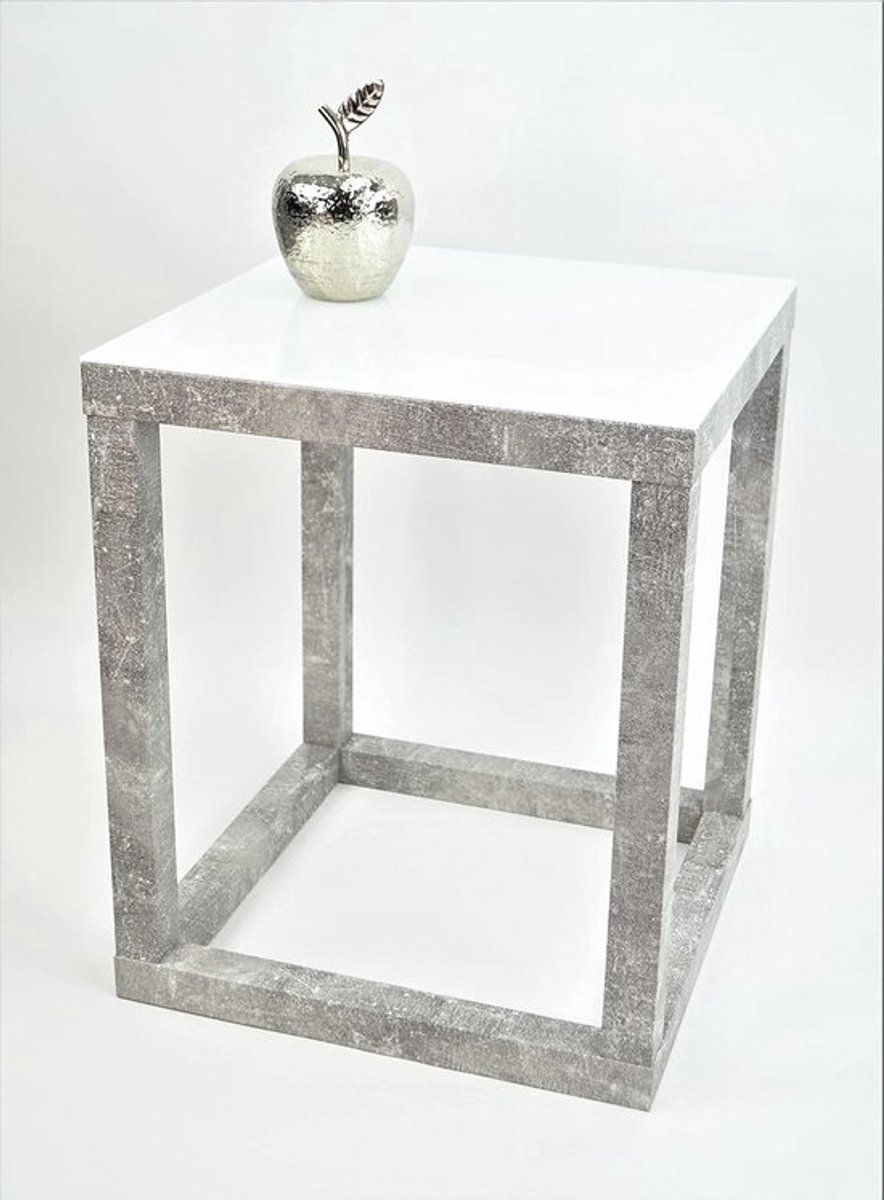 Elegant Bijzettafel en Bloemenzuil in Betonlook met Glas - Verkrijgbaar in Diverse Maten
